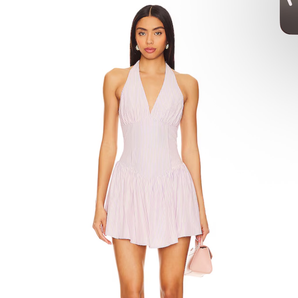 Revolve Pink & White Striped Halter Mini Dress